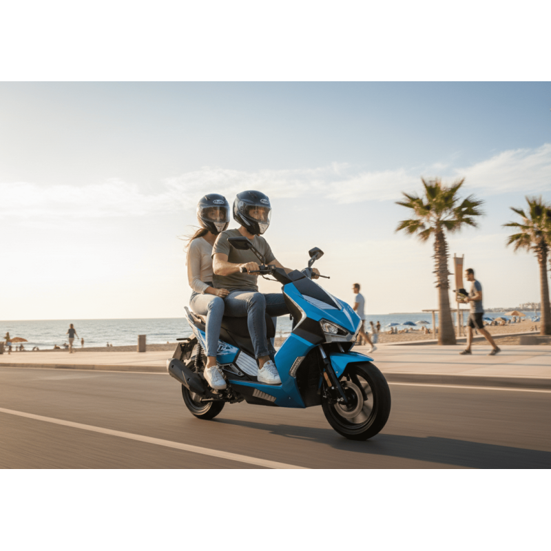 scooter électrique Lycke Shark 50cc bleu lifestyle